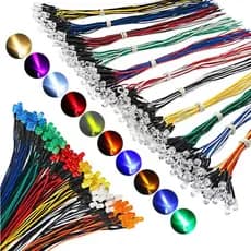 Kit com Leds 5mm Alto Brilho 12V com Fio de 20cm Ideal para Projetos DIY, Modelismo e Iluminação Personalizada