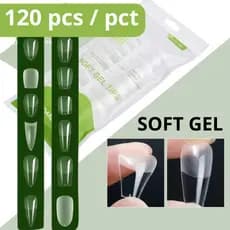 Unha Soft Gel kit 120 Fosca Brilho Postiça Tips Decoração Unhas Curta Médio Softgel Flexível