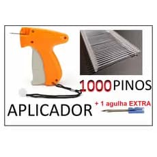Aplicador de Tag Etiquetadora + 1000 Pinos + 1 Agulha Extra p Roupas e Tecidos