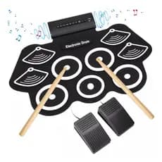 Bateria Eletrônica Dobravel Rolls Up 9+1 c. Sistema de Gravação  Entrada p. Fones  Saída de Som Dupla T&L + Fone Brinde