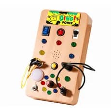 Painel Sensorial Infantil Montessori Dino Power Educativo Com Luzes Interativas