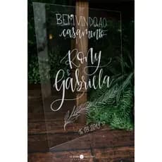 Placa Casamento Bem-vindo Recepção Personalizada Minimalista Quadro Entrada Acrilico Decorativa