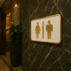 Sinalização acrílica sinalização de banheiro masculino e feminino unisex