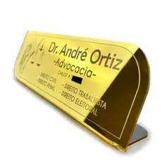 Placa Identificação Mesa Personalizada 1unid Luxo Acrilico Espelhado Logo Escritorio recepção