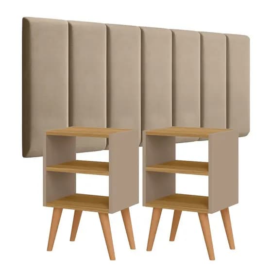 Conjunto Mesa De Cabeceira Com 2 UNIDADES + Cabeceira Estofada Para Cama Box 140cm / 160cm Modulada