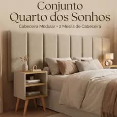 Conjunto Quarto com Cabeceira Casal Modulada 140CM / 160CM com Kit Mesa de Cabeceira melissa Varias Cores