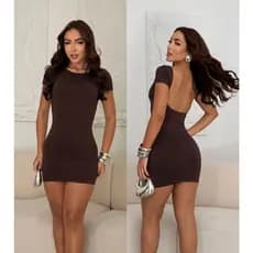 Vestido Feminino Colado curto preto VESTIDO COSTA NUA suplex vestidos balada blogueira gringa