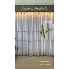 Cortina Voil Bordada Para Sala/Quarto 4,00mx2,70