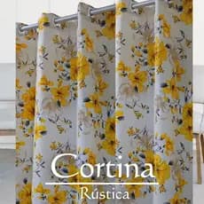 Cortina Rústica Estampada 3,00m x 2,70m Sala Quarto Tecido Grosso Decoração Moderna