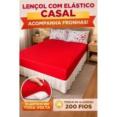 Lençol com Elástico Percal Toque de Algodão 200 Fios – 3 Peças Casal