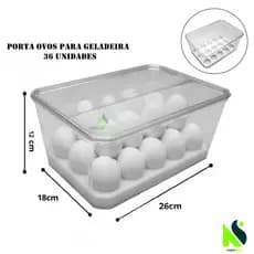 Porta Ovos 36 un Com Tampa Organizador Geladeira Cozinha Utensilios