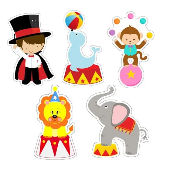 50 apliques ou tags para tubetes de 3,5 cm tema circo  lembrancinhas