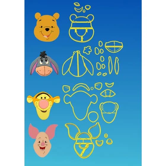 Kit Cortadores Ursinho Pooh 5 cm