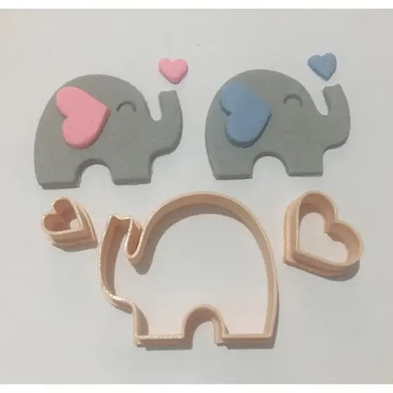 Kit Cortador Elefante coração 5cm.