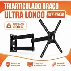 Suporte TV Parede Braço Longo Reforçado 65cm Tri Articulado Com Inclinação
