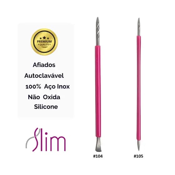 Palito de Unha + Espátula Mista SILICONE Manicure Podologia - SLIM