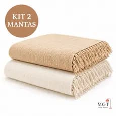 Kit 2 Mantas Decorativas Para Sofá Luxuosa Tamanho 210X120 Tecido 100% Algodão Casa Nova Elegante