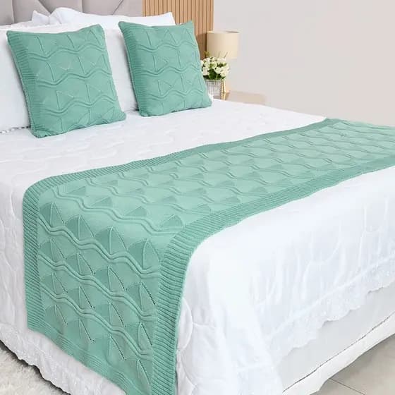Peseira Manta Tricot Cama Casal Queen Relevo - SOMENTE A PESEIRA
