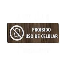 Placa Sinalização Madeira Proibido Uso de Celular Sala Aviso