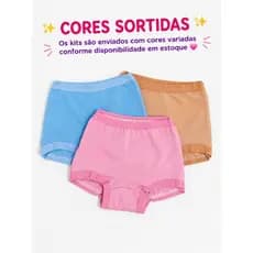 Kit 03 Calcinhas box ( LISA)  Shortinho Infantil menina cores lisas