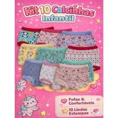 Kit 10 Calcinhas Box Shortinho Confortável Algodão Menina Roupinha