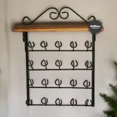 Porta copos parede artesanal restaurante ferro madeira