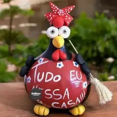 Galinha faxineira em cabaça tudo eu nessa casa avental vermelho decoração para cozinha humor