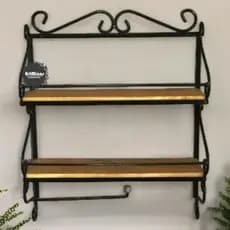 Prateleira porta condimentos com 2 andares porta temperos + suporte para papel toalha