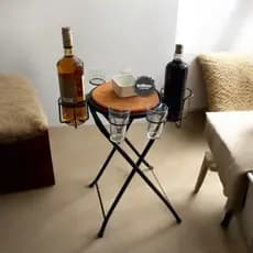 Mesa Petisqueira Dobravel Marrom Com Preto Madeira De Demoliçao Oferta