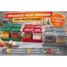 Porta temperos com suporte- 4 potes 200 ml- Livre de BPA- tempero/artesanato/snack/condimento