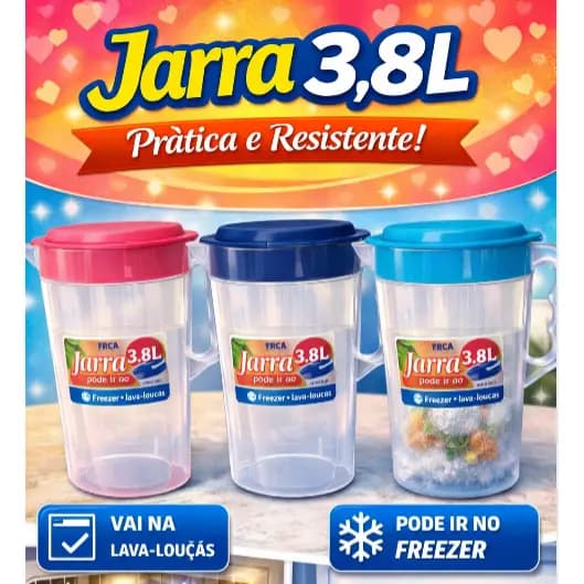 JARRA CANELADA C/ TAMPA E TRAVA-LIVRE DE BPA- 3,8L- suco, água, leite, refresco- CASA/RESTAURANTE