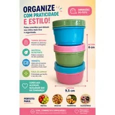 POTES 300 ML- COLORIDO-TAMPA COM ROSCA-LIVRE DE BPA- papinhas/frutas/snacks/cereal/tempero/doce