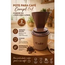 KIT POTE CAFÉ 2L e FILTRO 103-LIVRE DE BPA- COADOR 10