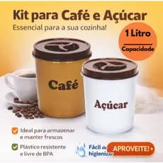 2 POTES - CAFÉ E AÇÚCAR -1 LITRO cada- TAMPA COM ROSCA-LIVRE DE BPA-VEDAÇÃO SEGURA/MANTIMENTO