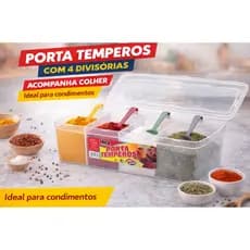 PORTA TEMPEROS -ACOMPANHA 04 COLHERES - 04 PARTES- 04 divisórias/temperos e condimentos