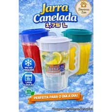 JARRA CANELADA COM TAMPA 1,75L -LIVRE DE BPA- SUCO, ÁGUA, LEITE, REFRESCO- material reforçado