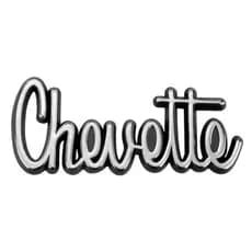 Emblema Adesivo GM Chevrolet Chevette Manuscrito - Cromado com fundo Preto