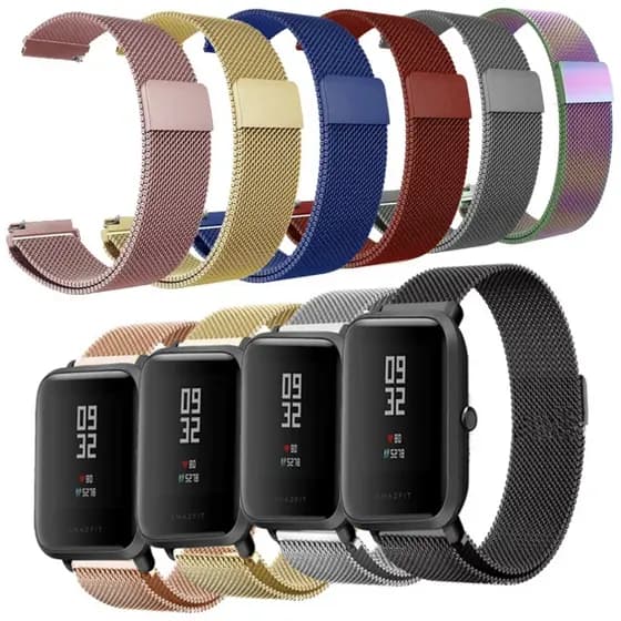 Pulseira Metal 20mm Aço Amazfit GTS/ Bip/ P68/ P70/ P80/ T80 Milanesa