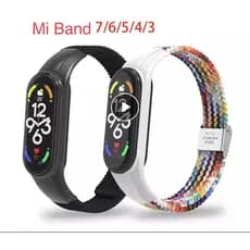 Pulseira para Mi Band 3 4 5 6 e 7 TRANÇADA Pulseira de Nylon para MiBand Xiaomi com Fecho