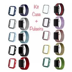 Kit Pulseira Metal Milanesa + CASE Capa Capinha Temperado Iwo 38mm 40mm 41mm 42mm 44mm 45mm e 49mm