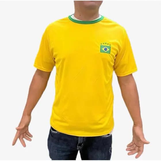Camiseta Blusa Brasil Masculina Gola Redonda Camisa Premium Tamanho P M e G Tecido Leve Seco