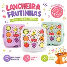 Lancheira Infantil Frutas com Divisória | BPA Free | Porta Lanche Escolar | Marmita