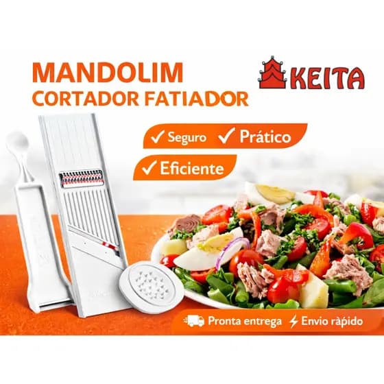 Kit 4 em 1 Cortador Fatiador Ralador e Descascador de Legumes com Protetor – Mandolim