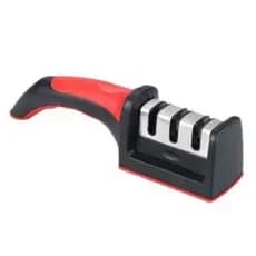 Afiador De Faca Com Cabo Amolador Cromado Aço Inox Profissional 3 Tipo De Afinação Afiadores Para Casa Em Cozinha Multiuso 21.5x5,8x5,1 CM