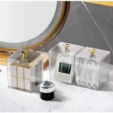 Organizador de Cosmético Porta Objetos em Acrílico Organizador de Algodão e Cotonete Super Resistente