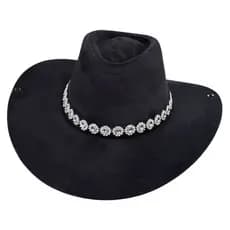 Chapéu cowboy de camurça boiadeira faixa brilho FLOR moda sertaneja Ana Castela
