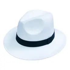 Chapéu clássico modelo fedora de feltro branco aba média