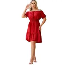 Vestido Ciganinha Ombro a Ombro Duna Manga Princesa Modelo Tendência Verão Plus