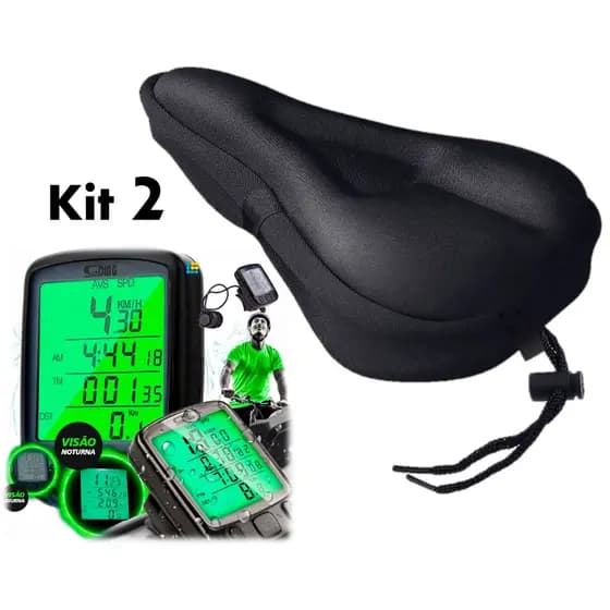 Capa Banco Selim Gel Silicone Ajustável Almofada + Velocímetro Gps com fio Mtb Com Cadence R-48