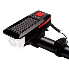 Farol Lanterna LED De Bicicleta Dianteiro Para Guidão Recarregável Luz Solar